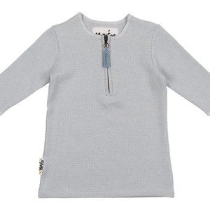 Maniere Montee girls 3/4 sleeve blue microgrid patterned tshirt